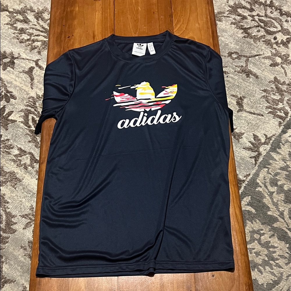 Adidas Navy Tee with Vibrant Graphic